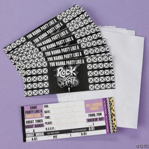 Rock and roll themed wedding invitations - ticket stubs